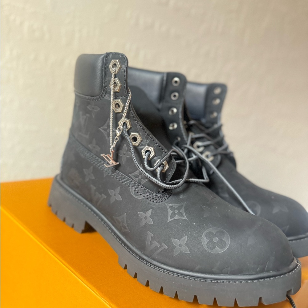 Louis Vuitton - Timberland Black Monogram Ankle Boots A1